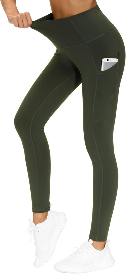 Thick High Waist Yoga Pants with Pockets, Tummy Control Workout Running Yoga Leggings for Women - Colors B