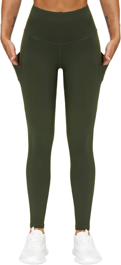 Thick High Waist Yoga Pants with Pockets, Tummy Control Workout Running Yoga Leggings for Women - Colors B