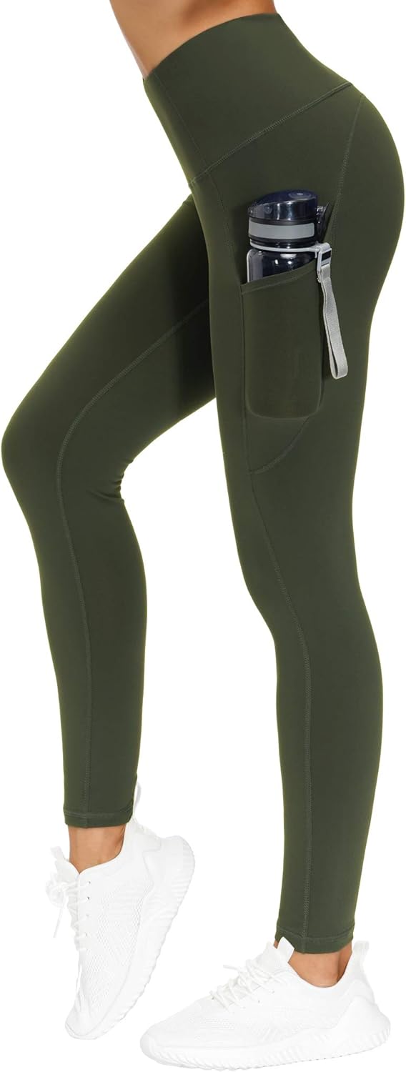 Thick High Waist Yoga Pants with Pockets, Tummy Control Workout Running Yoga Leggings for Women - Colors B