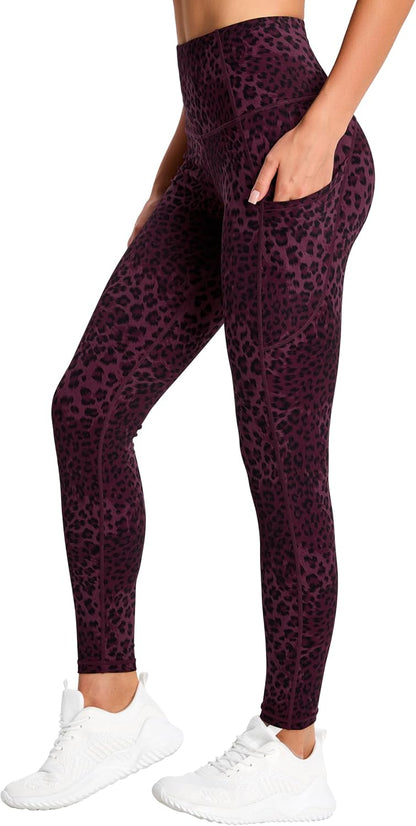 Thick High Waist Yoga Pants with Pockets, Tummy Control Workout Running Yoga Leggings for Women - Colors B