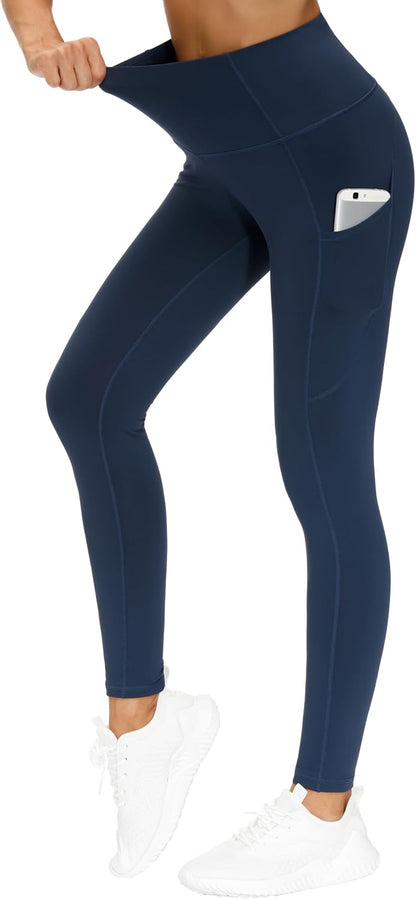 Thick High Waist Yoga Pants with Pockets, Tummy Control Workout Running Yoga Leggings for Women - Colors B