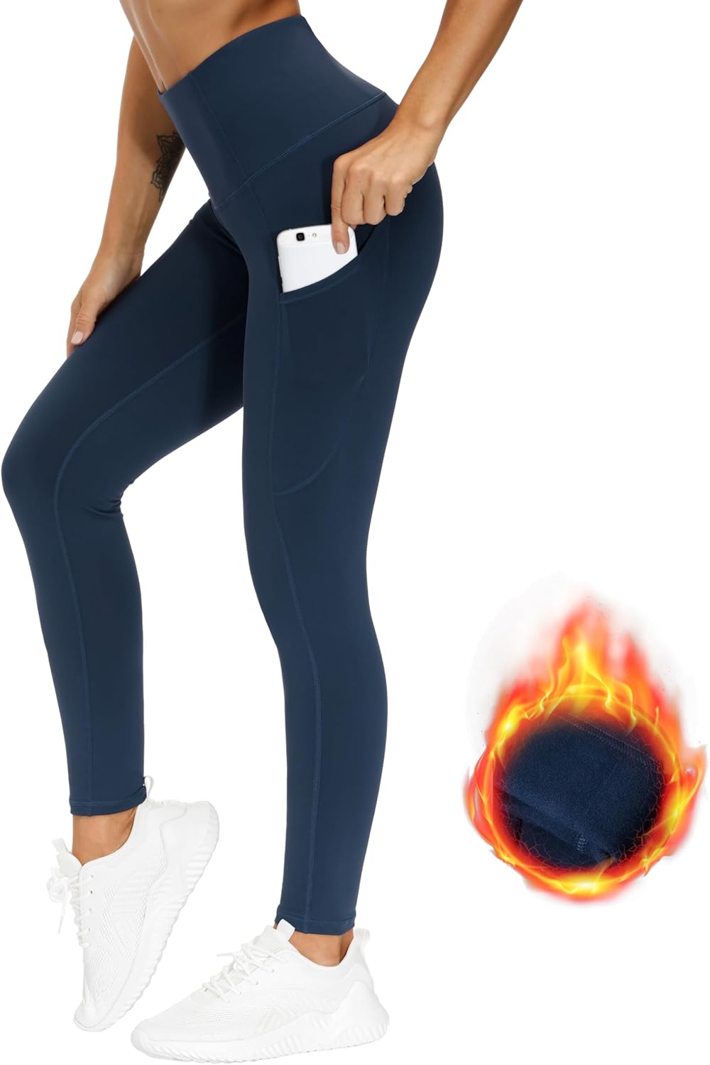 Thick High Waist Yoga Pants with Pockets, Tummy Control Workout Running Yoga Leggings for Women - Colors B