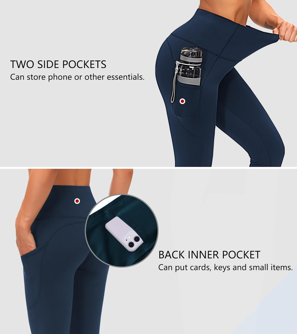 Thick High Waist Yoga Pants with Pockets, Tummy Control Workout Running Yoga Leggings for Women - Colors B