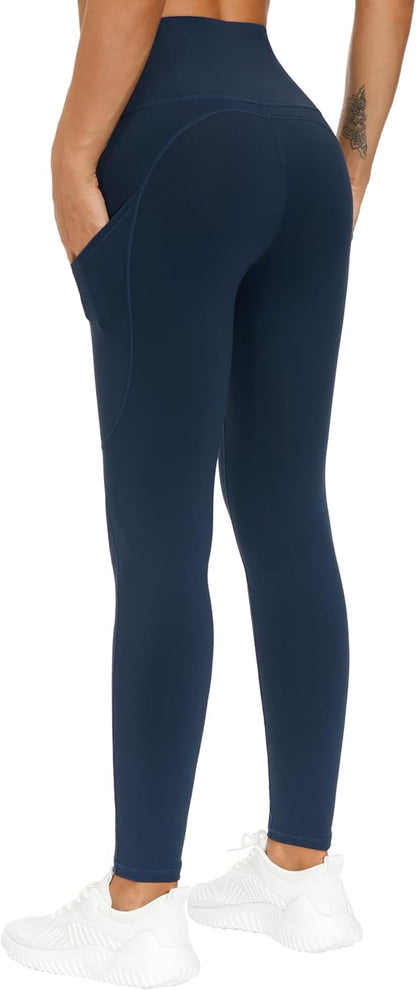 Thick High Waist Yoga Pants with Pockets, Tummy Control Workout Running Yoga Leggings for Women - Colors B