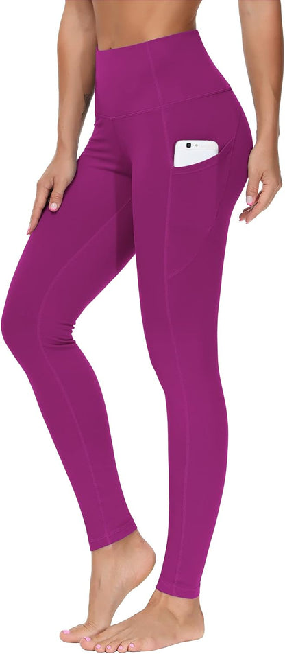 Thick High Waist Yoga Pants with Pockets, Tummy Control Workout Running Yoga Leggings for Women - Colors B