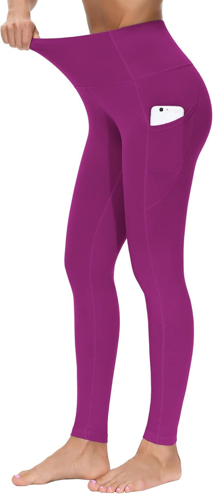 Thick High Waist Yoga Pants with Pockets, Tummy Control Workout Running Yoga Leggings for Women - Colors B