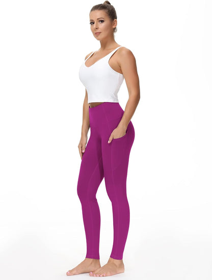 Thick High Waist Yoga Pants with Pockets, Tummy Control Workout Running Yoga Leggings for Women - Colors B