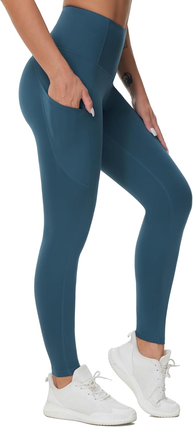 Thick High Waist Yoga Pants with Pockets, Tummy Control Workout Running Yoga Leggings for Women - Colors B