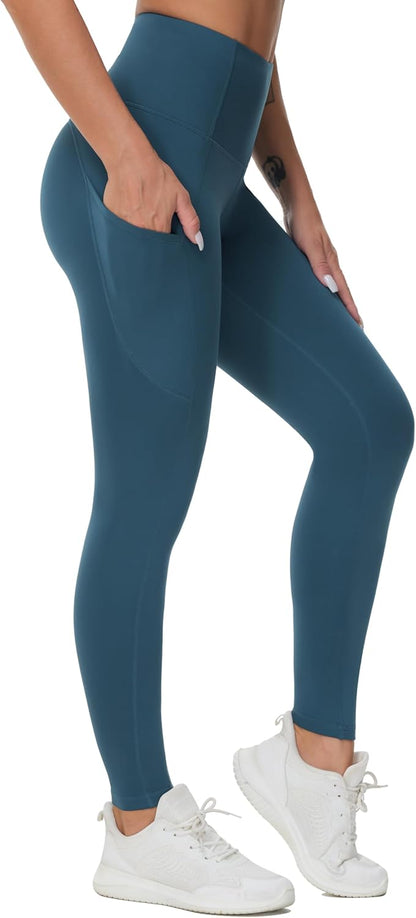 Thick High Waist Yoga Pants with Pockets, Tummy Control Workout Running Yoga Leggings for Women - Colors B