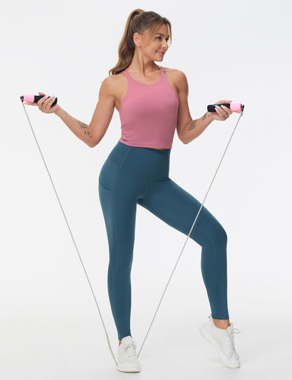 Thick High Waist Yoga Pants with Pockets, Tummy Control Workout Running Yoga Leggings for Women - Colors B