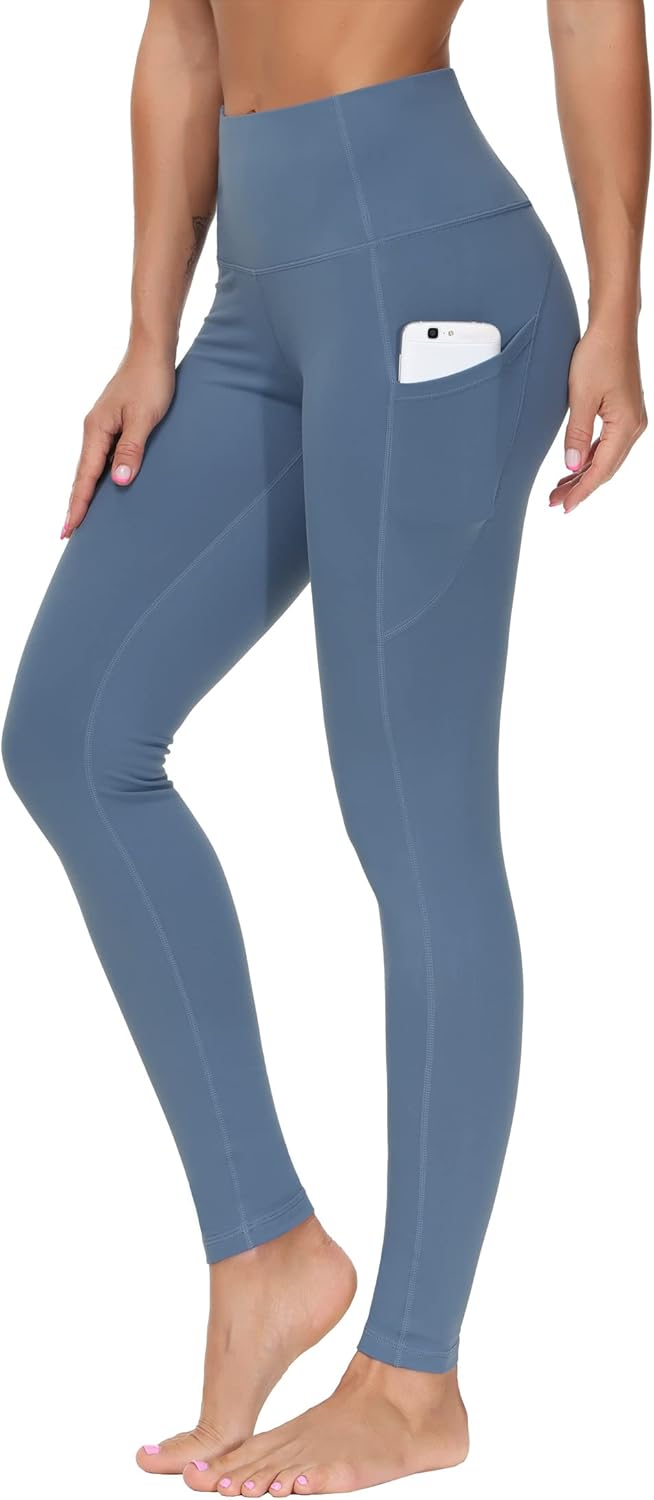 Thick High Waist Yoga Pants with Pockets, Tummy Control Workout Running Yoga Leggings for Women - Colors B