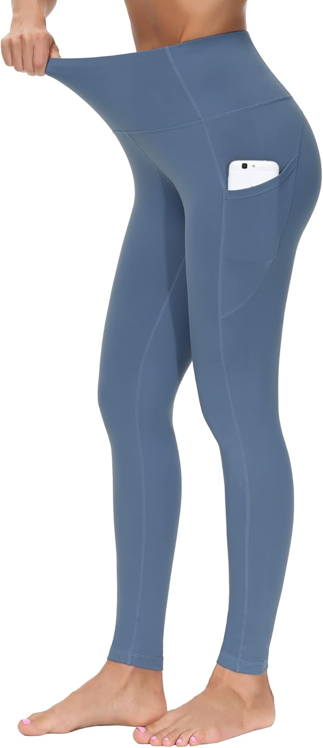 Thick High Waist Yoga Pants with Pockets, Tummy Control Workout Running Yoga Leggings for Women - Colors B
