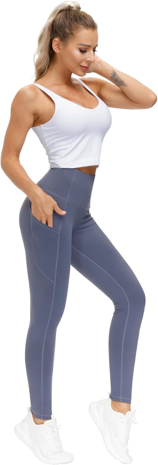 Thick High Waist Yoga Pants with Pockets, Tummy Control Workout Running Yoga Leggings for Women - Colors B