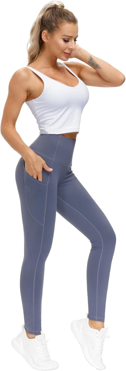Thick High Waist Yoga Pants with Pockets, Tummy Control Workout Running Yoga Leggings for Women - Colors B