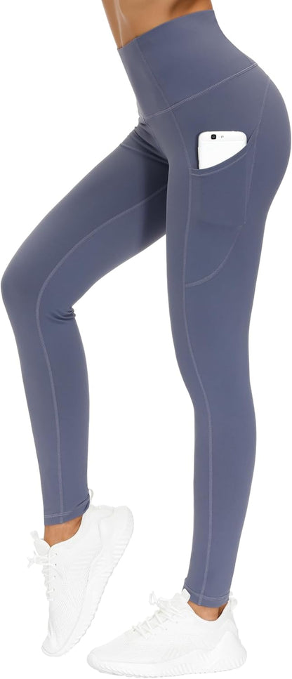 Thick High Waist Yoga Pants with Pockets, Tummy Control Workout Running Yoga Leggings for Women - Colors B