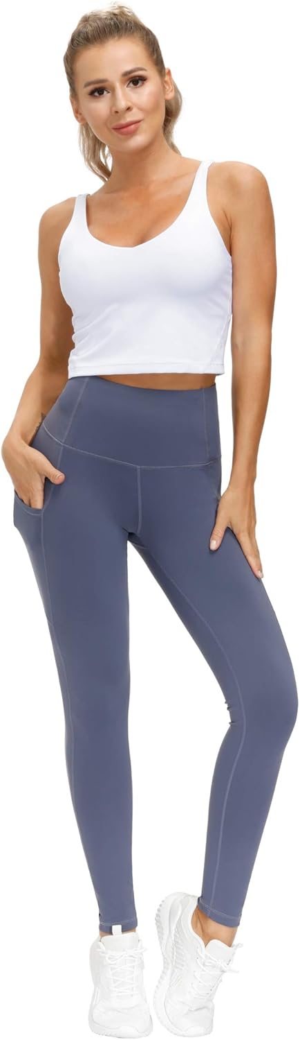 Thick High Waist Yoga Pants with Pockets, Tummy Control Workout Running Yoga Leggings for Women - Colors B