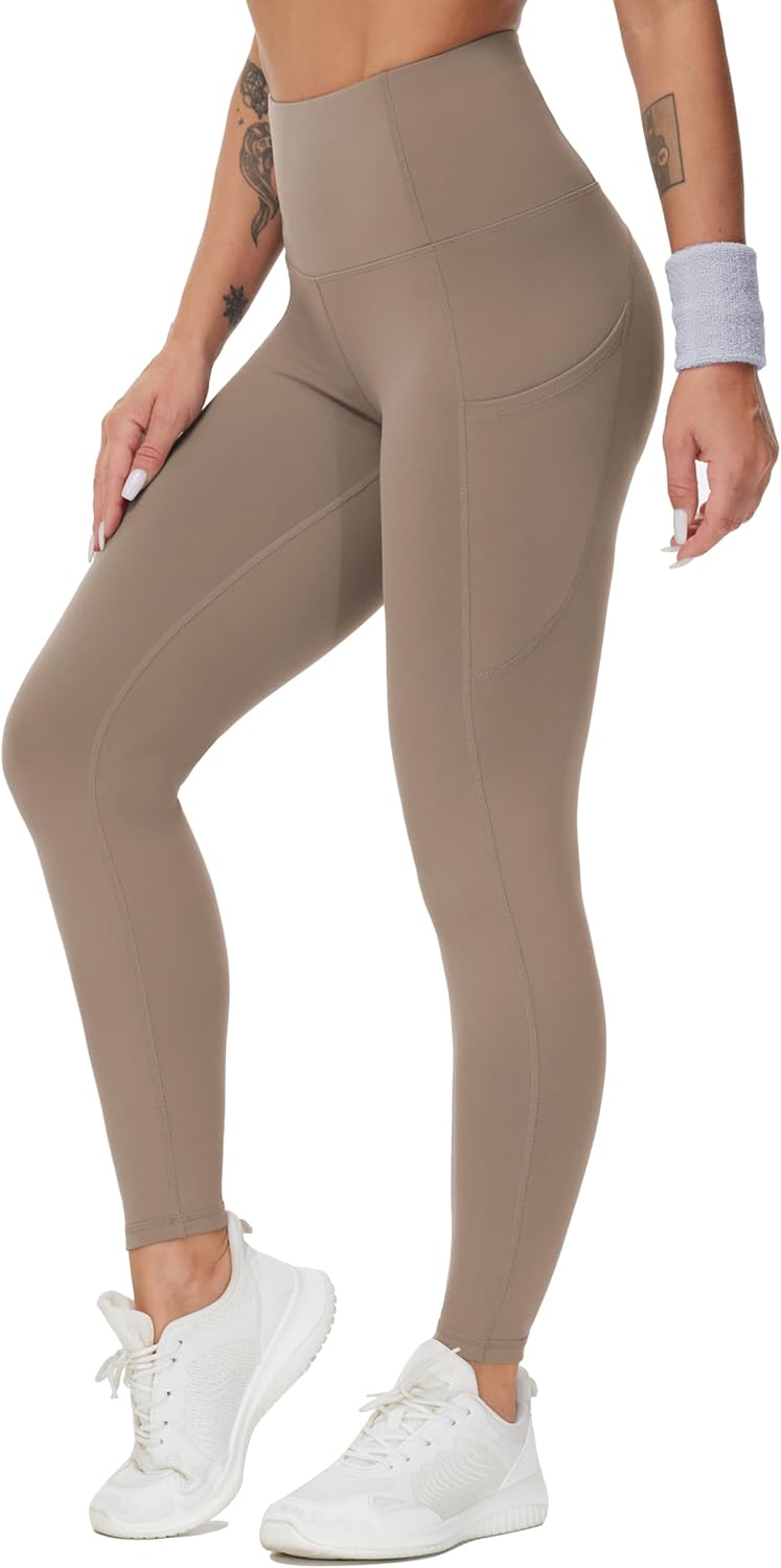 Thick High Waist Yoga Pants with Pockets, Tummy Control Workout Running Yoga Leggings for Women - Colors B