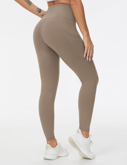 Thick High Waist Yoga Pants with Pockets, Tummy Control Workout Running Yoga Leggings for Women - Colors B