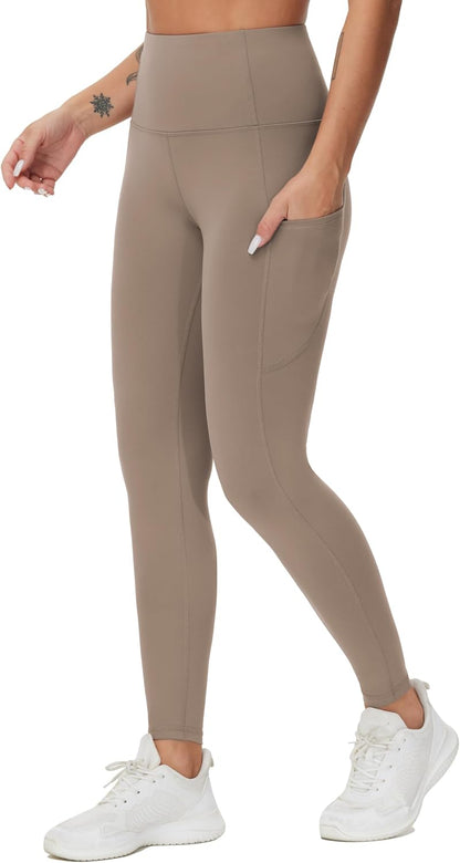 Thick High Waist Yoga Pants with Pockets, Tummy Control Workout Running Yoga Leggings for Women - Colors B