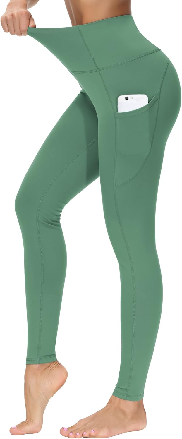 Thick High Waist Yoga Pants with Pockets, Tummy Control Workout Running Yoga Leggings for Women - Colors B