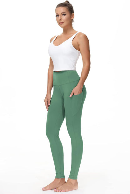 Thick High Waist Yoga Pants with Pockets, Tummy Control Workout Running Yoga Leggings for Women - Colors B