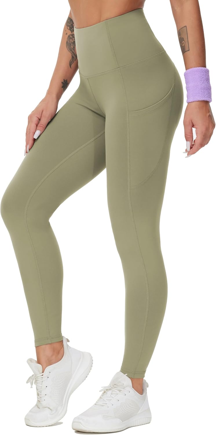 Thick High Waist Yoga Pants with Pockets, Tummy Control Workout Running Yoga Leggings for Women - Colors B