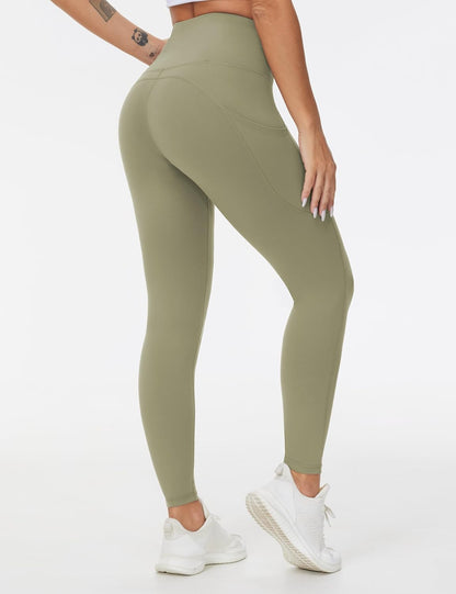 Thick High Waist Yoga Pants with Pockets, Tummy Control Workout Running Yoga Leggings for Women - Colors B