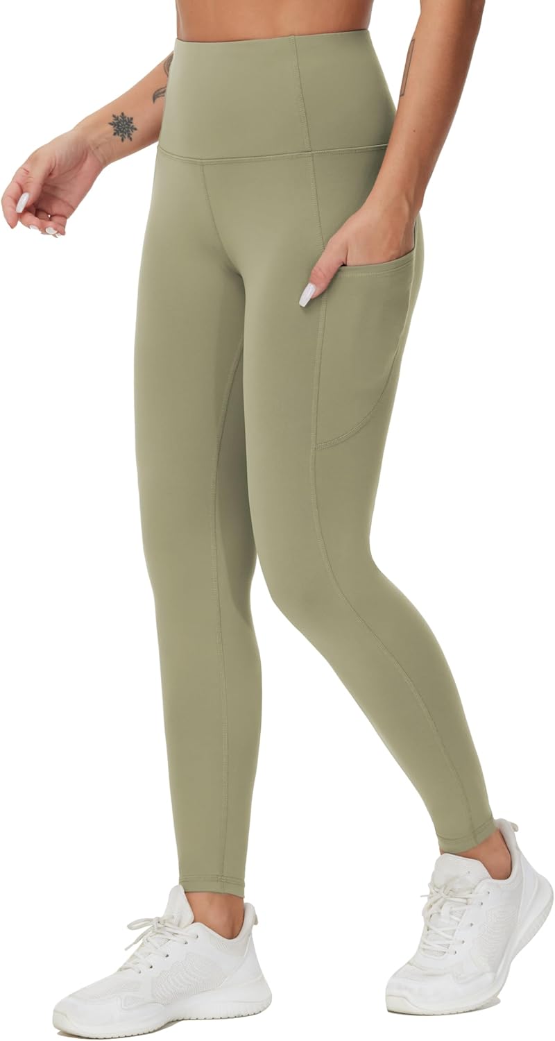 Thick High Waist Yoga Pants with Pockets, Tummy Control Workout Running Yoga Leggings for Women - Colors B