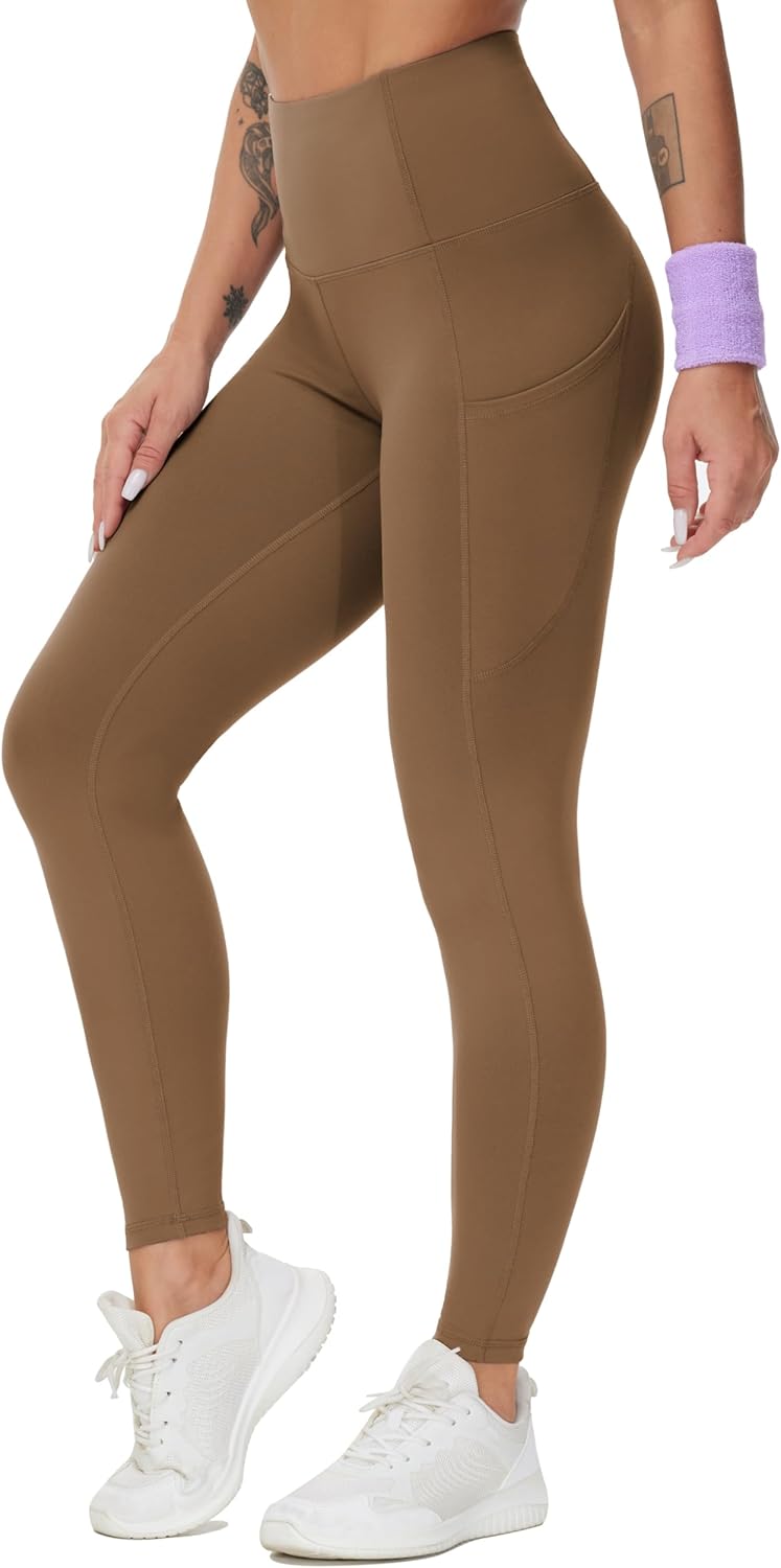 Thick High Waist Yoga Pants with Pockets, Tummy Control Workout Running Yoga Leggings for Women - Colors B