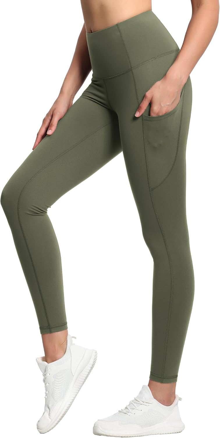 Thick High Waist Yoga Pants with Pockets, Tummy Control Workout Running Yoga Leggings for Women - Colors B