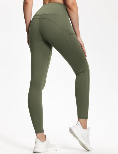 Thick High Waist Yoga Pants with Pockets, Tummy Control Workout Running Yoga Leggings for Women - Colors B