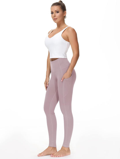 Thick High Waist Yoga Pants with Pockets, Tummy Control Workout Running Yoga Leggings for Women - Colors B