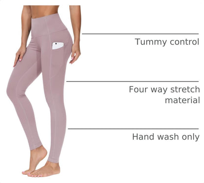 Thick High Waist Yoga Pants with Pockets, Tummy Control Workout Running Yoga Leggings for Women - Colors B