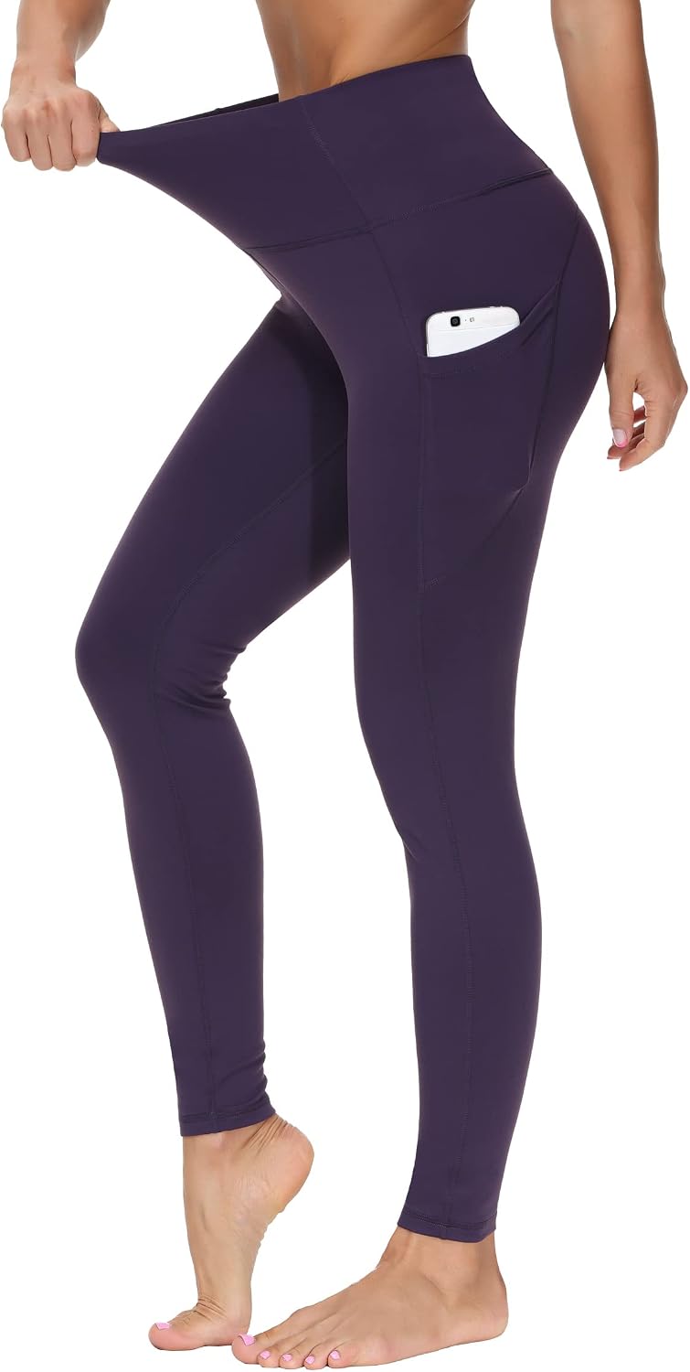 Thick High Waist Yoga Pants with Pockets, Tummy Control Workout Running Yoga Leggings for Women - Colors B