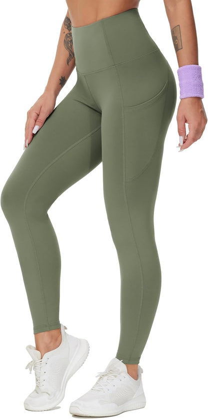 Thick High Waist Yoga Pants with Pockets, Tummy Control Workout Running Yoga Leggings for Women - Colors B
