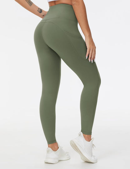 Thick High Waist Yoga Pants with Pockets, Tummy Control Workout Running Yoga Leggings for Women - Colors B