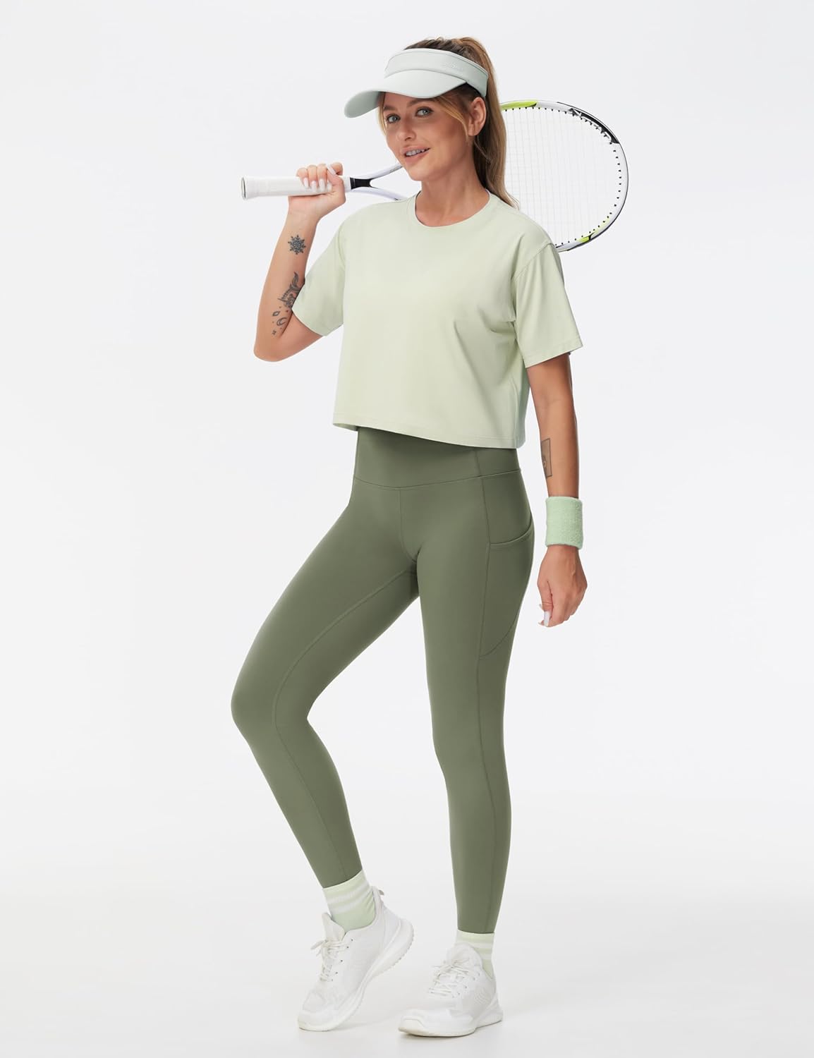 Thick High Waist Yoga Pants with Pockets, Tummy Control Workout Running Yoga Leggings for Women - Colors B