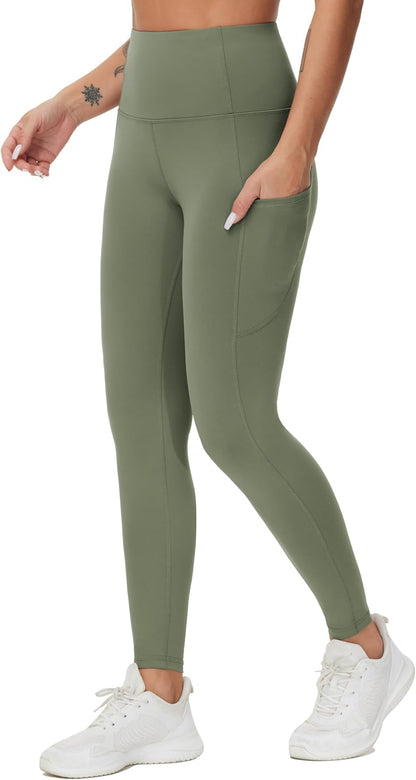 Thick High Waist Yoga Pants with Pockets, Tummy Control Workout Running Yoga Leggings for Women - Colors B