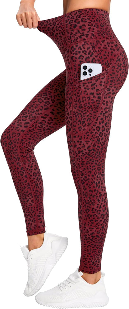 Thick High Waist Yoga Pants with Pockets, Tummy Control Workout Running Yoga Leggings for Women - Colors B
