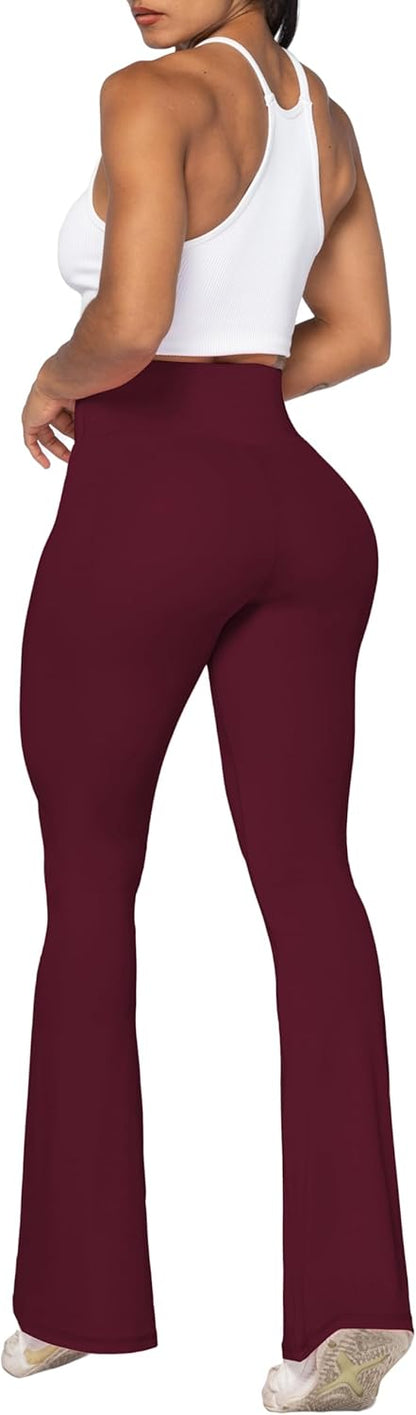 Flare Leggings, Crossover Yoga Pants with Tummy Control, High-Waisted and Wide Leg