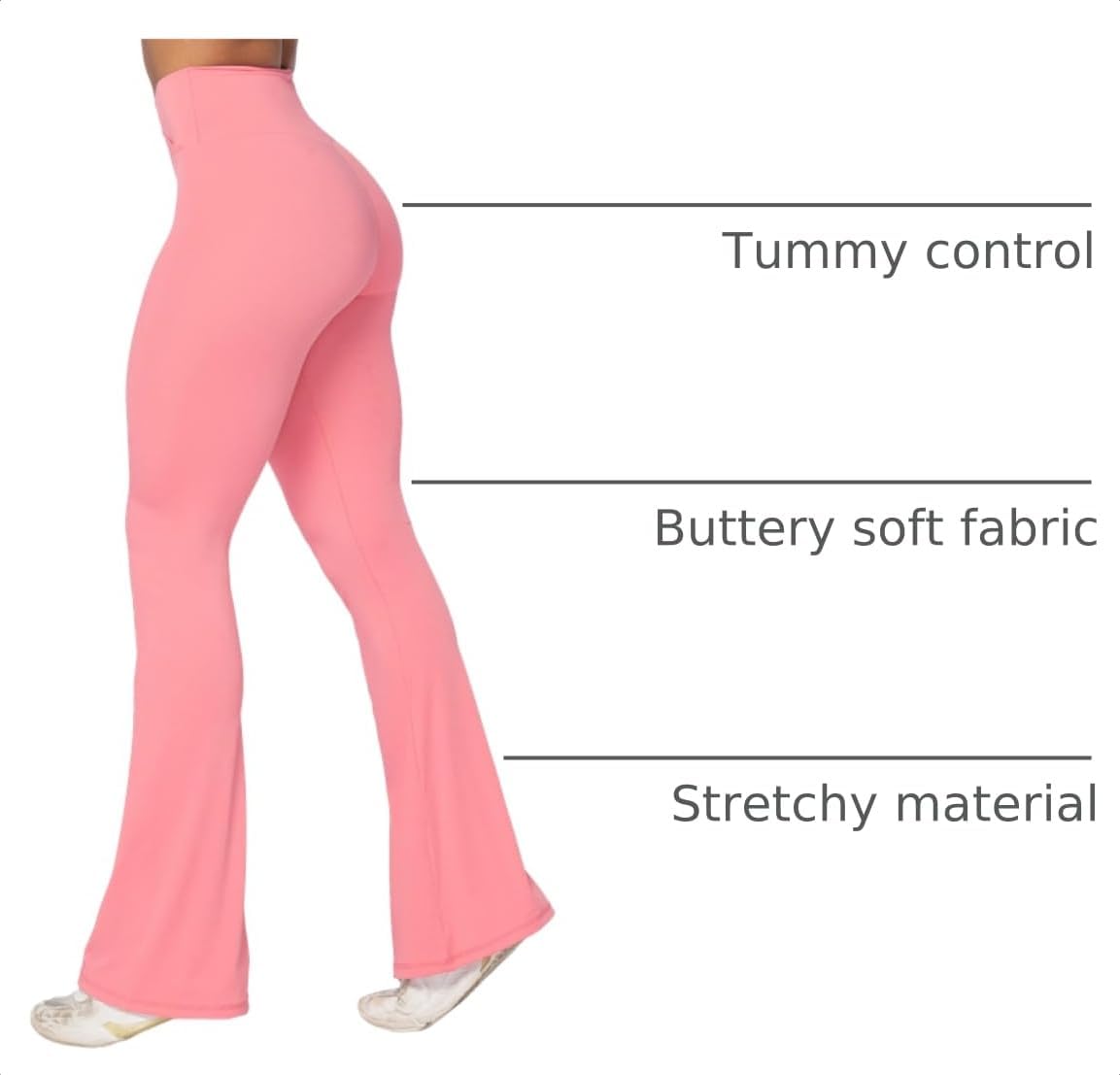 Flare Leggings, Crossover Yoga Pants with Tummy Control, High-Waisted and Wide Leg