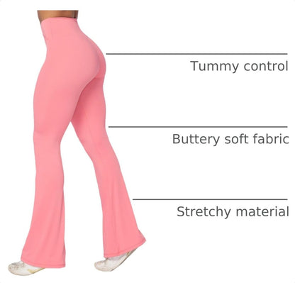 Flare Leggings, Crossover Yoga Pants with Tummy Control, High-Waisted and Wide Leg