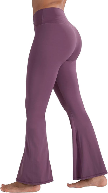 Flare Leggings, Crossover Yoga Pants with Tummy Control, High-Waisted and Wide Leg