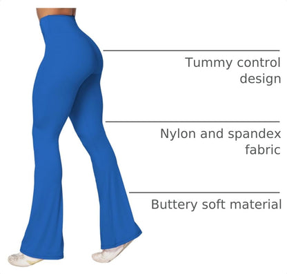 Flare Leggings, Crossover Yoga Pants with Tummy Control, High-Waisted and Wide Leg