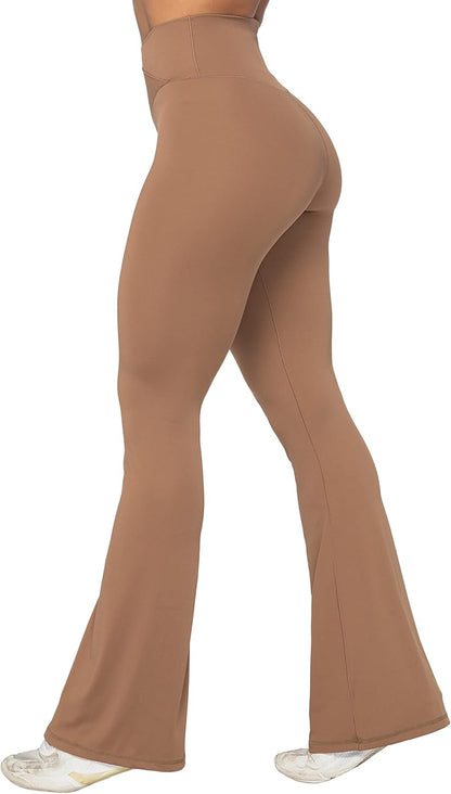 Flare Leggings, Crossover Yoga Pants with Tummy Control, High-Waisted and Wide Leg