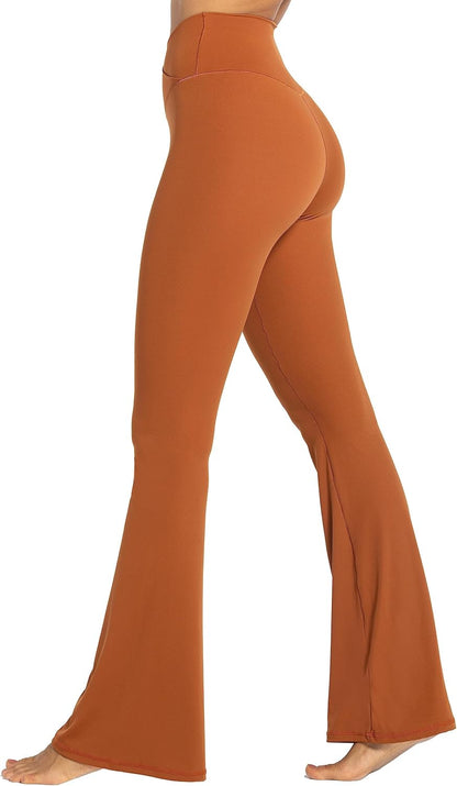 Flare Leggings, Crossover Yoga Pants with Tummy Control, High-Waisted and Wide Leg