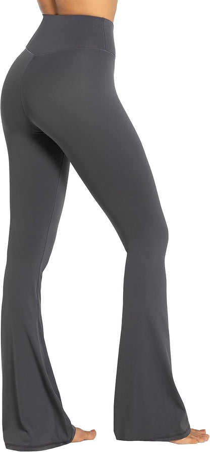 Flare Leggings, Crossover Yoga Pants with Tummy Control, High-Waisted and Wide Leg