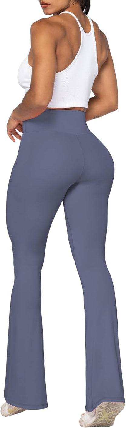 Flare Leggings, Crossover Yoga Pants with Tummy Control, High-Waisted and Wide Leg
