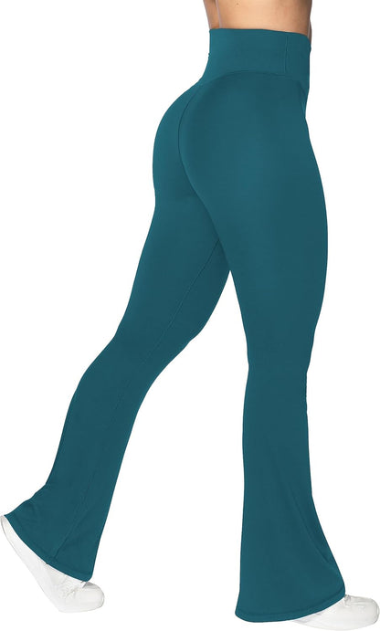 Flare Leggings, Crossover Yoga Pants with Tummy Control, High-Waisted and Wide Leg