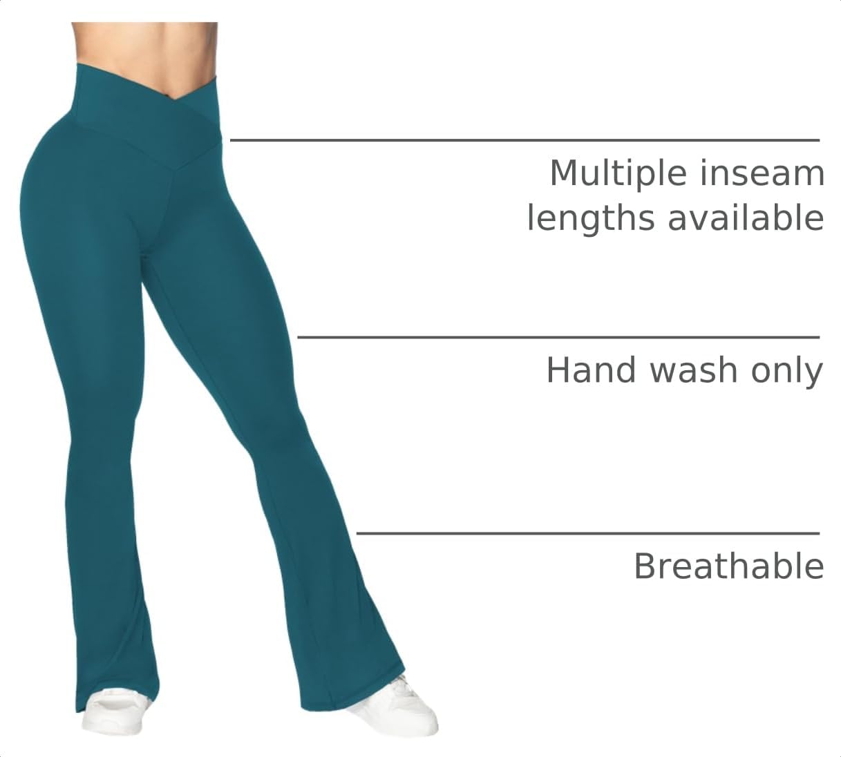 Flare Leggings, Crossover Yoga Pants with Tummy Control, High-Waisted and Wide Leg